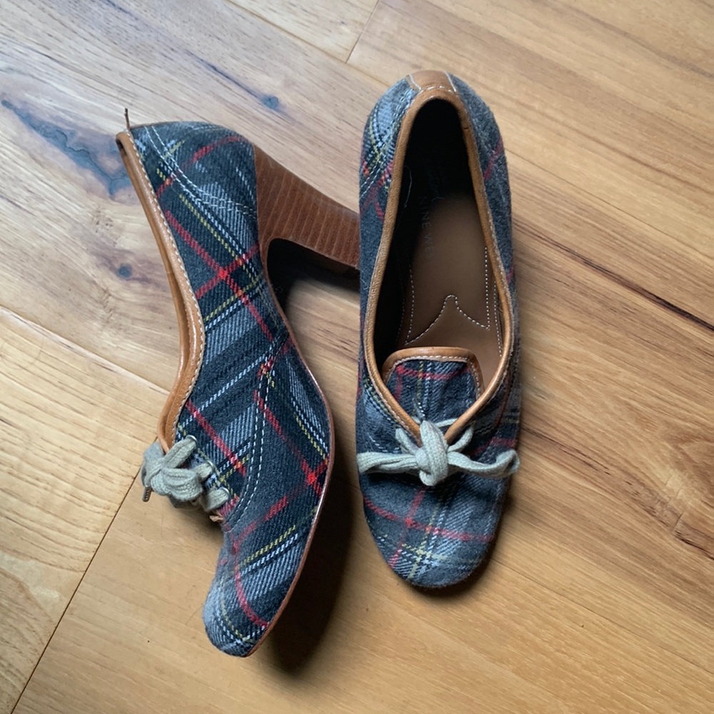 schoolgirl academia heels lace up plaid vintage